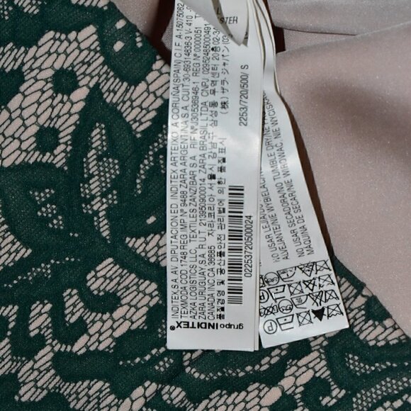 Zara Women Sleeveless Emerald Green Lace Princess Dress Size S - Picture 16 of 16